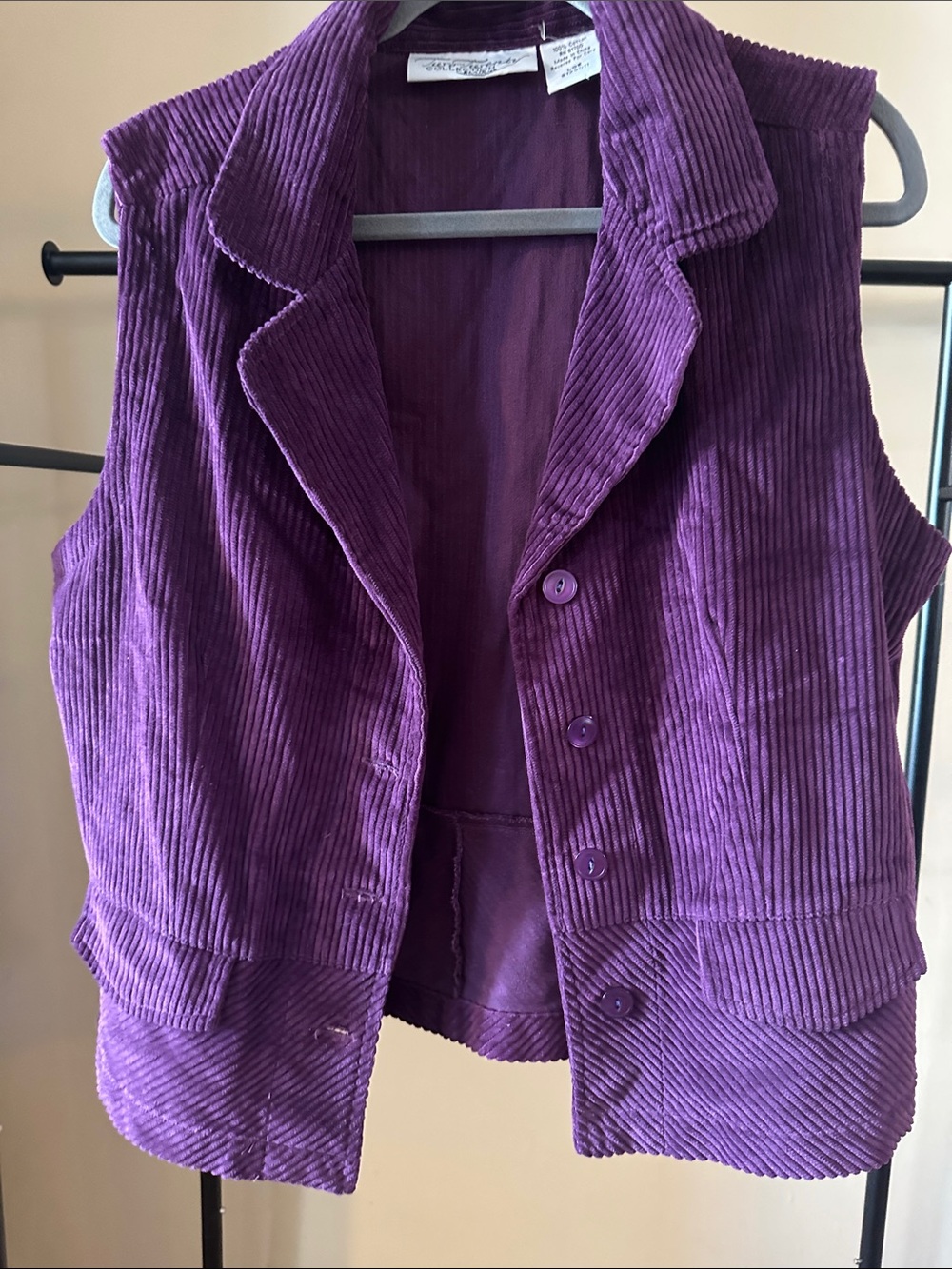 Blair Purple Corduroy Sleeveless Vest with Notched Collar